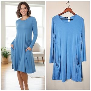 Betabrand Blue Modal Silk Blend Jersey Dress Size‎ Medium